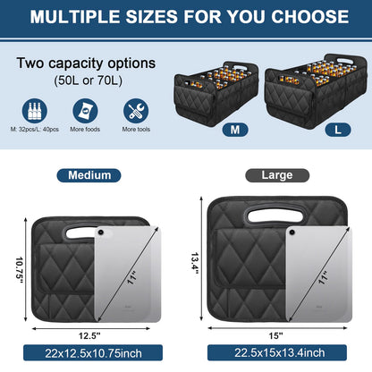Deosk Car Trunk Organizer 50L Waterproof Black