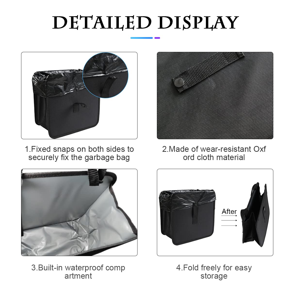 Foldable Car Trash Can Waterproof Leakproof Large