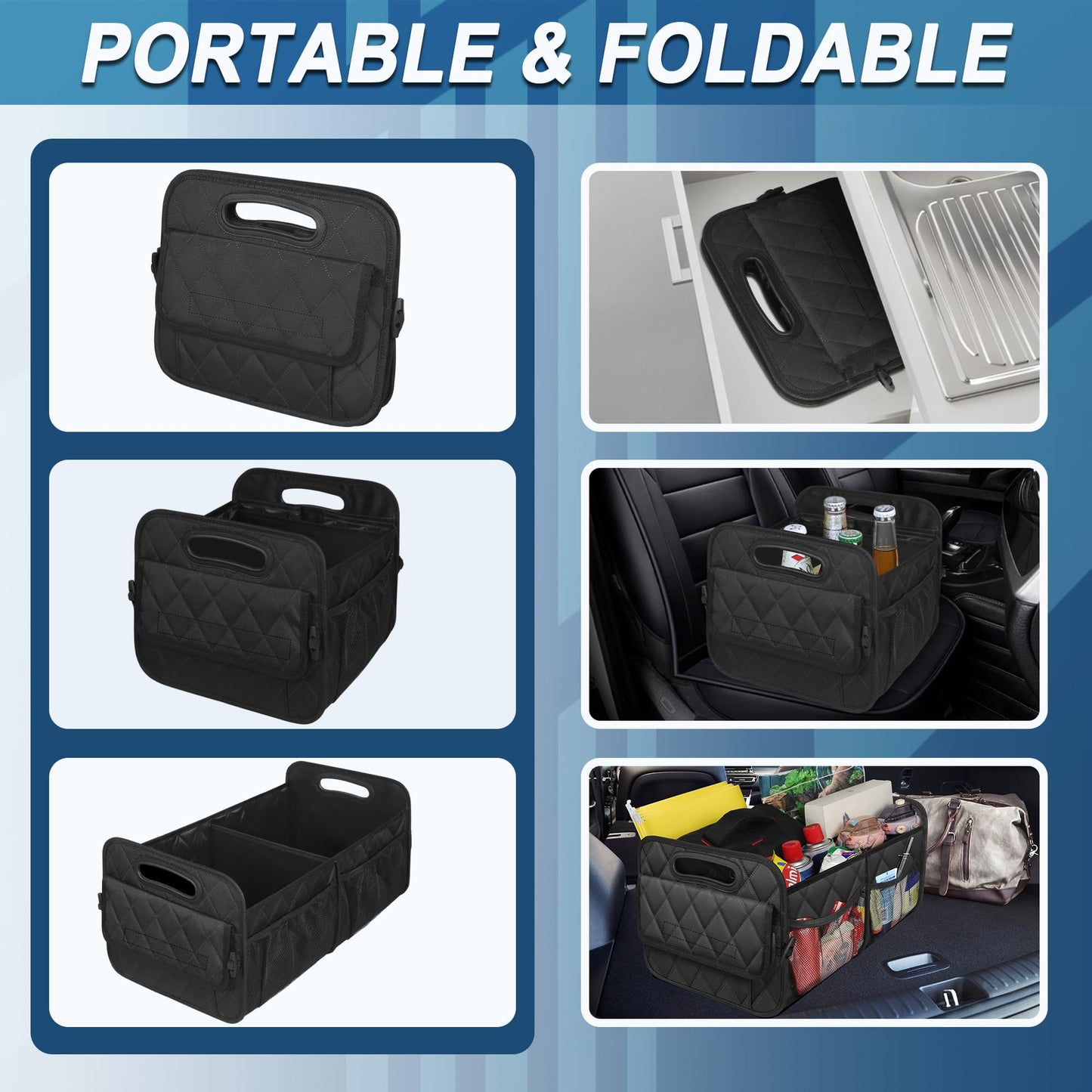 Deosk Car Trunk Organizer 50L Waterproof Black